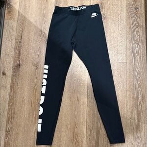 Nike Black Leggings with White 'Just Do It' Side Branding